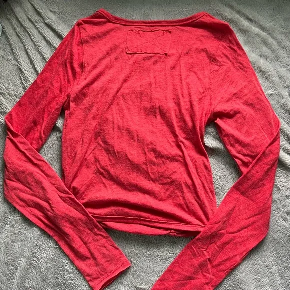 We The FREE Red Ruched Long Sleeve Top - Picture 3 of 5